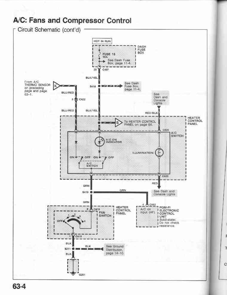 63-4 A/C: Fans and Compressor Control - Circuit Diagram